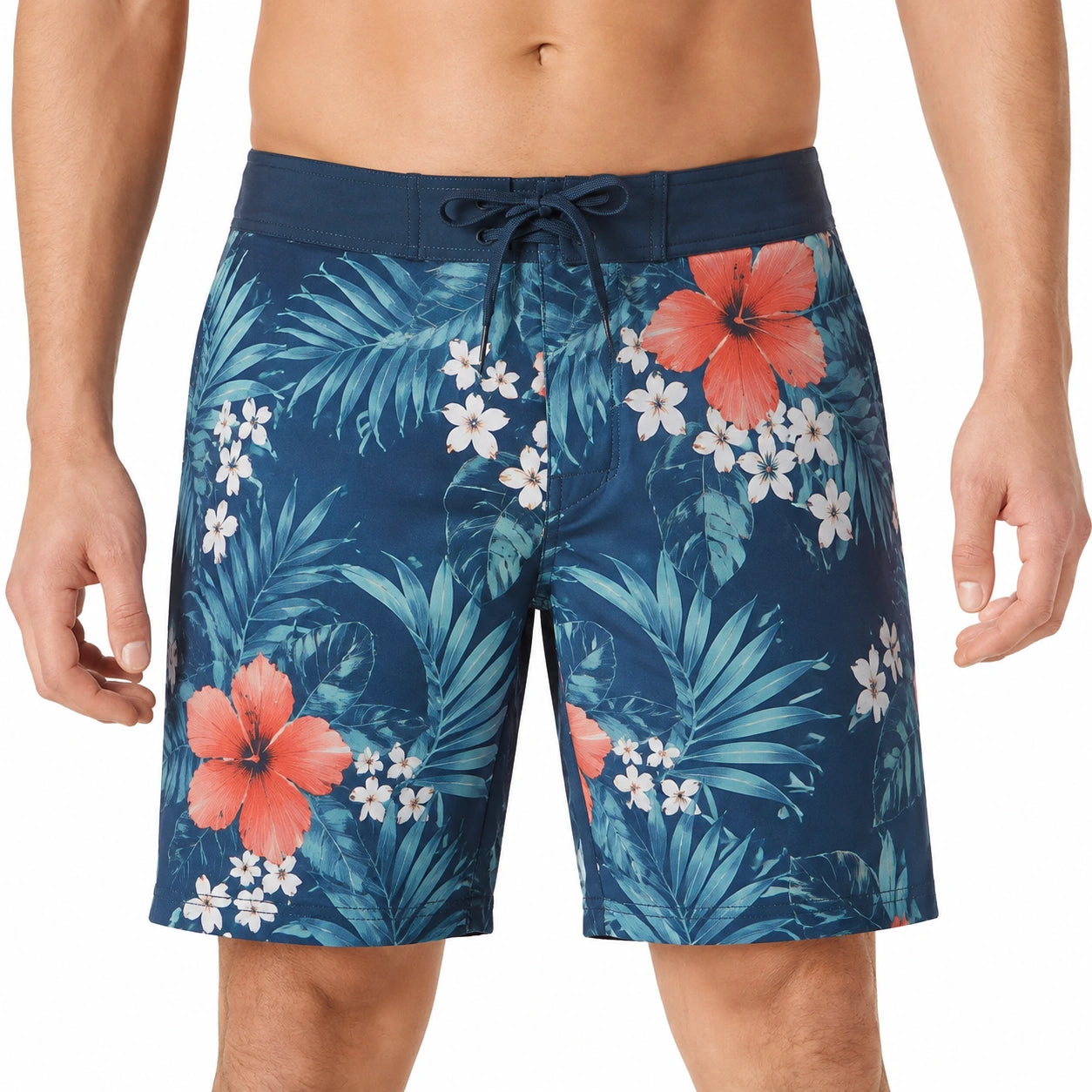 Costume da bagno uomo M blu floreale - bermuda con coulisse
