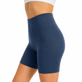 Shorts ciclisti donna M in tessuto elasticizzato blu navy a vita alta per allenamento