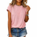 T-shirt donna L rosa in tessuto a maglia - maniche corte stile casual